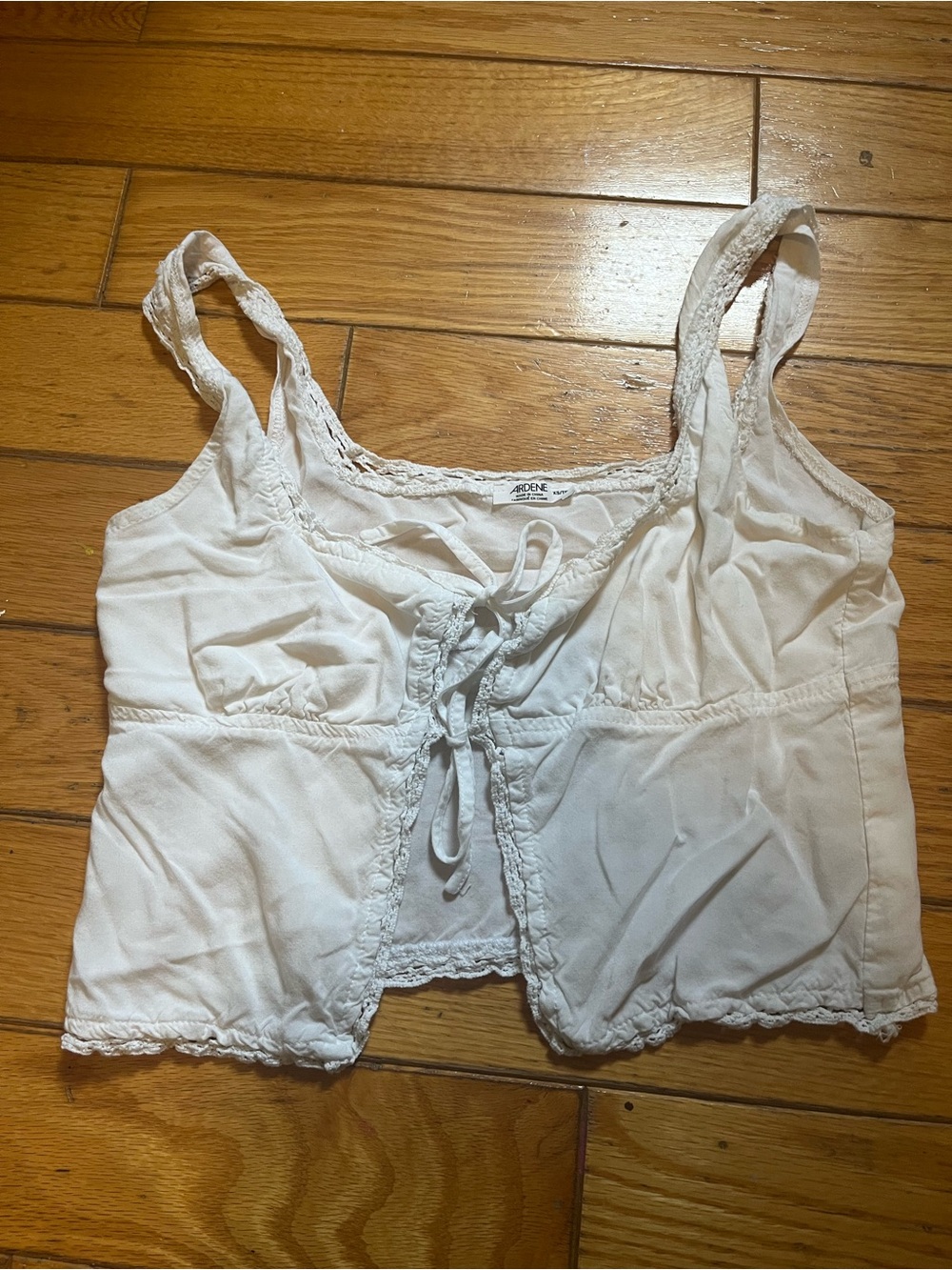 White Lace Tie Tank Top